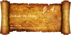 Jakab Arikán névjegykártya